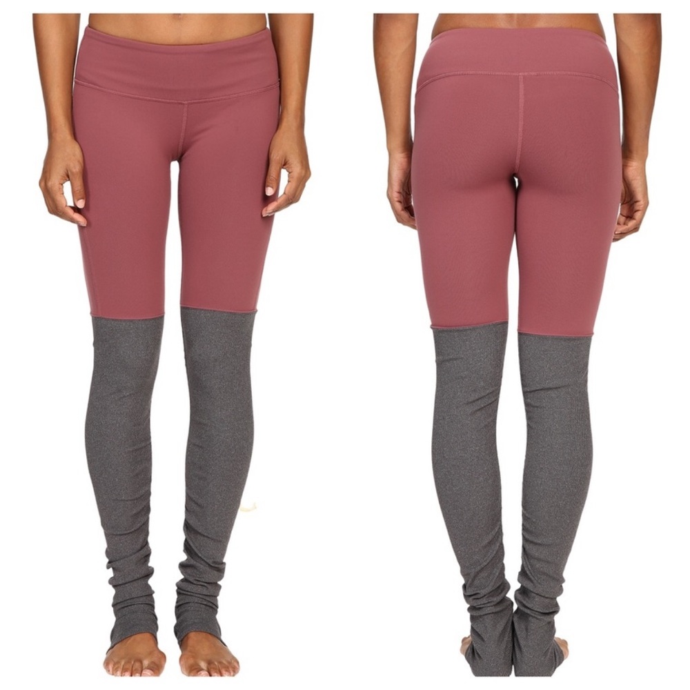 Alo Yoga Goddess Legging Grenache Stormy Heather Gray Ribbed High Waist M